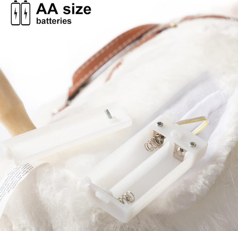 HollyHOME Stick Horse Plush Handcrafted Hobby Horse with Wood Wheels, Neighing and Galloping Sounds, White, 36 Inches