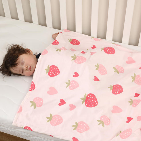 30x40 Inch Baby Blankets for Girls with Strawberry Pink, Super Soft Plush Lightweight Nursery Bed Blanket for Newborn