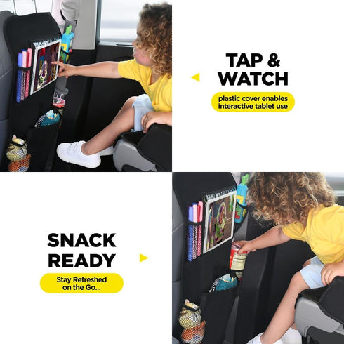 6 2 Pack lebogner Back Seat Cover for Kids + Pocket Storage Organizer, X-Large Kick Mats Backseat Protector with iPad