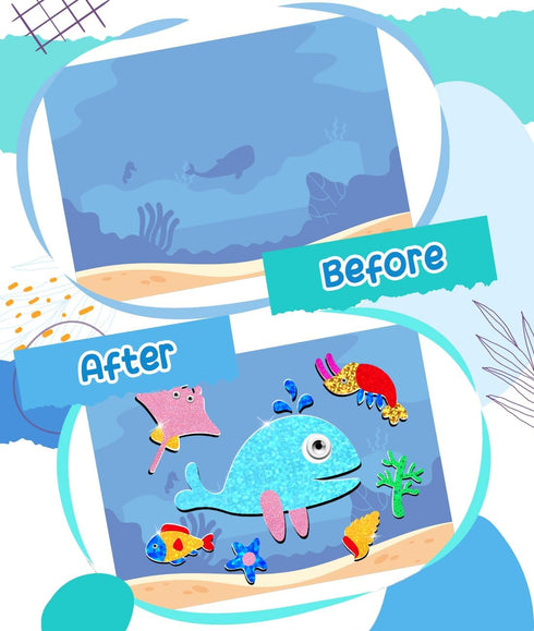 ZMLM Colorful Foil Fun Kids Toys - Ocean World & Animals Toy Set - Arts & Crafts Supplies for 4+ Boys and Girls Gifts