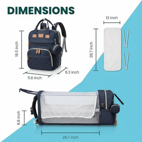 Generic Backpack 15 Diaper Bag with Changing Station, Large Capacity Baby Bag with USB Port, Insulated Pockets