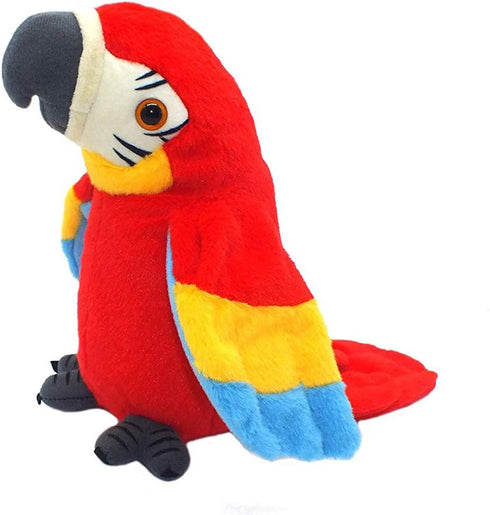 Talking Parrot Plush Toy that Repeats What You Say, Mimicry Pet Buddy Gift for Children (RED)