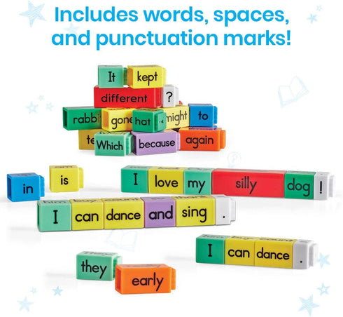 hand2mind Reading Rods, Sentence Construction for Kids, Parts of Speech Linking Cubes, Reading Tools