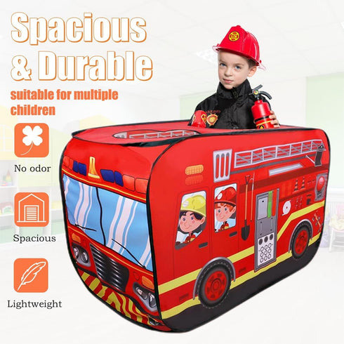2-3 Pop Up Tent for Kids.Fire Truck Play Tent Role Play Firefighter Tent.Large, Easy to Organize.Birthday Gift