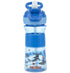 Nuby Thirsty Kids Push Button Flip-it Soft Spout Water Bottle, Easy Grip Band, Blue Sharks, 12 Oz