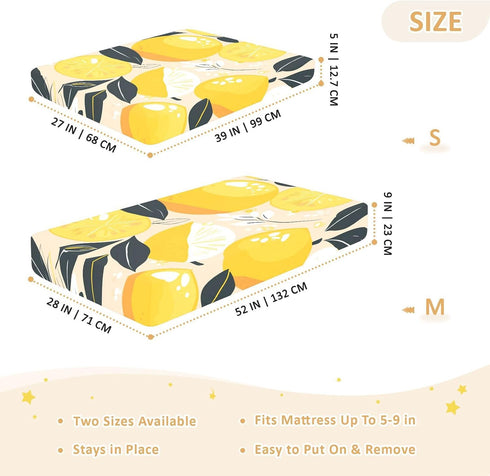 Bseiialft 52 28 Lemons Black Leaves Crib Sheets for Boys Girls Soft and Breathable Cotton Baby Sheets for Standard Crib