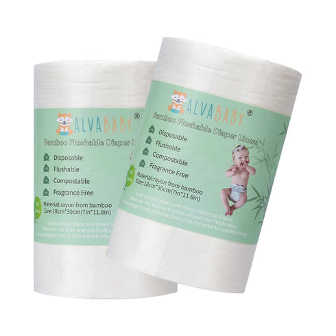 ALVABABY Diaper Liners for Baby Cloth Diaper Flushable Disposable Natural Soft Fragrance