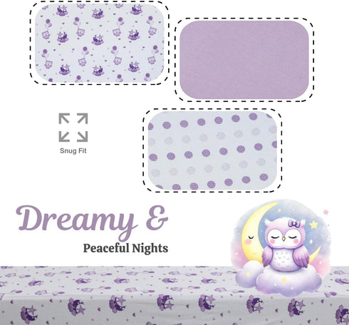 JABMARS. (3 Pack) Set JABMARS Crib Sheets - Soft Jersey Cotton Fitted Baby Crib Sheets | Cute Bed Sheets & Toddler Bed