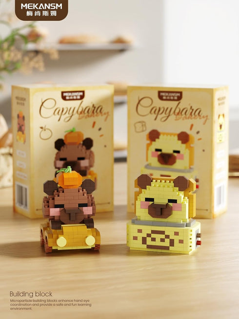 Sacblirr Set Sandwich Hot Dog Cute Capybara Baking Bread Series Mini Building Toy Kawaii Animals Micro Adorable Pet