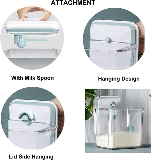 1000g 2300ml Formula Container for Baby Formula Dispenser with Scraper and Scoop One Button Handy Milk Powder Container