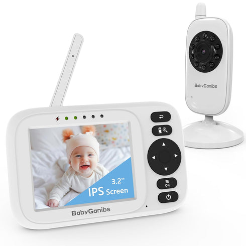 Baby Monitor with Camera and Audio, 3.2'' IPS Portable Monitor, 1000ft Long Range, Infrared Night Vision