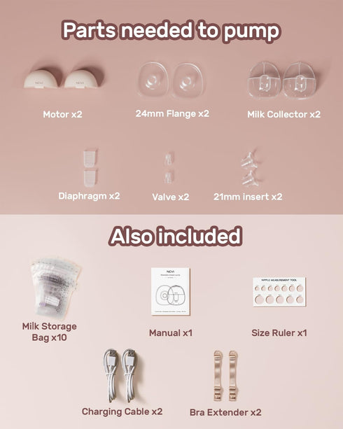 4 9 <42dB, (150min), 21/24mm NCVI Wearable Hands Free Breast Pump, Modes & Levels with Multitronic Suction, Ultra-Quiet