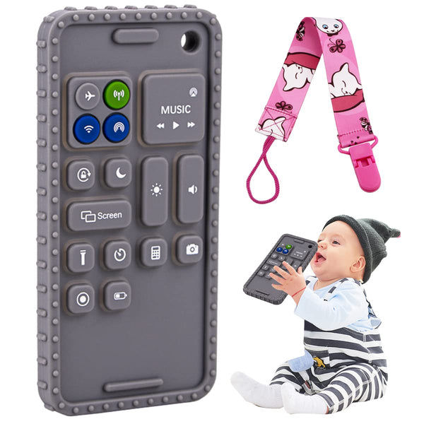 Baby Phone Teething Toys for 0-12 Months, Soft Silicone Cell Phone Teethers for Boys & Girls