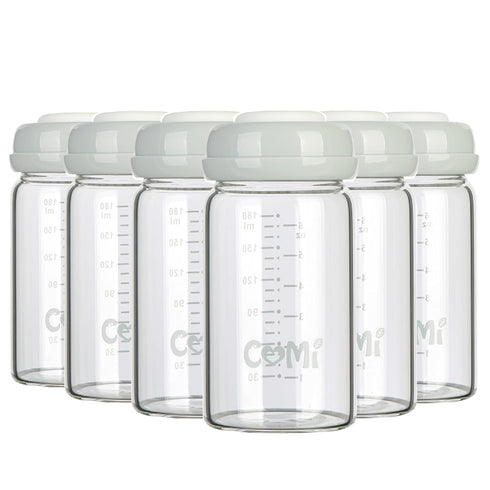 COMI Wide Neck Glass Breastmilk Collection n Storage Bottle, 6oz with Screw