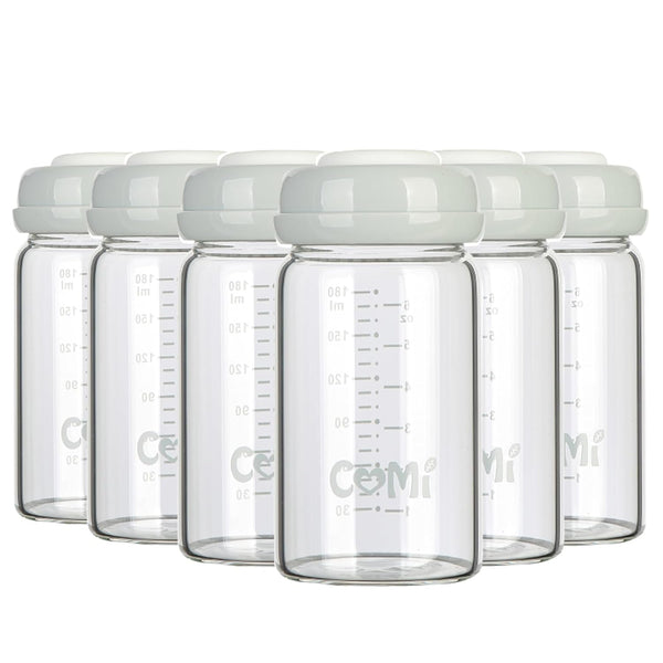 COMI Wide Neck Glass Breastmilk Collection n Storage Bottle, 6oz with Screw