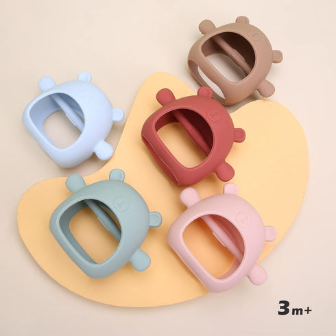 3+ Silicone Baby Teether Toy for Infants Months, Anti-Drop Silicone Baby Mitten Teether for Soothing Teething Pain