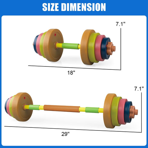 Set, Kids Exercise Weight Barbell and Dumbbell Workout Equipment, Toddler Beginner Gym Toy for Pretend Play Lifting