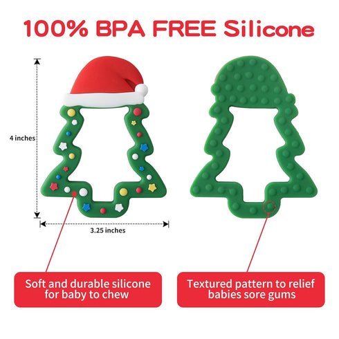 Jimibaby Package Silicone Teether - Christmas Teething Toy for Baby Boys & Girls, Perfect Stocking Stuffer, Comes