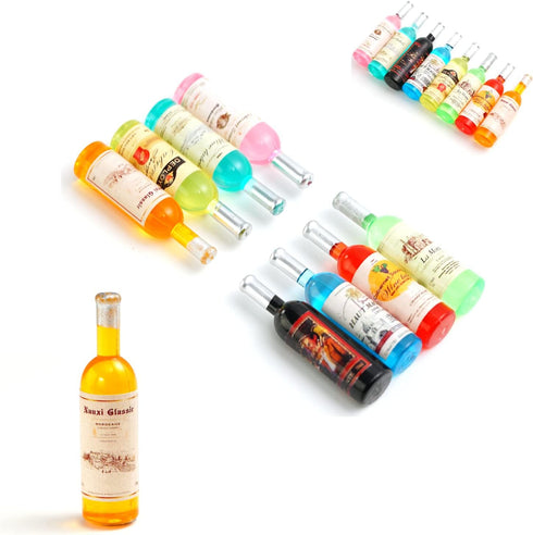 15 Pcs Mini Dollhouse Toy Bottles, Wine Bottles & Drink Accessories for 1:12 Miniature Dolls