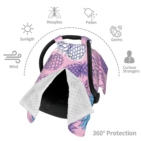 Hcpwzrf Hand Drawn Pineapple Fruits On Pink Baby Car Seat Cover & Nursing Cover - Breathable Stretch Multi-Use Cover