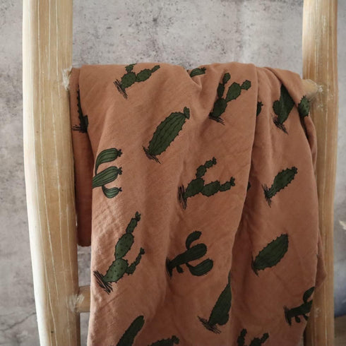Leyl&Ari Muslin Swaddle Blanket - 100% Organic Cotton Lightweight Receiving Wrap for Infant & Newborn (Cactus, 47X47)