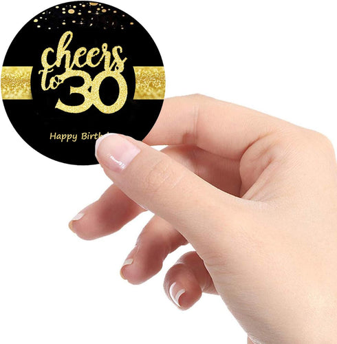Sumerk 48 PCS Cheers to 30 Stickers - Large 2 INCHES Round Birthday Card Seals for 30th Parties