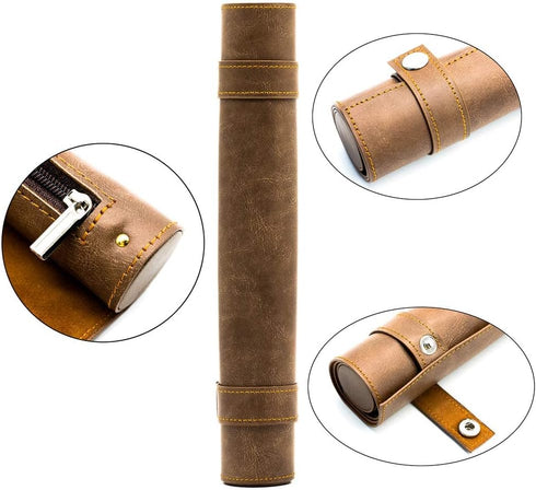 Cusdie 2 in 1 Dice Rolling Mat & Zippered Dice Holder, Compatible with DND Polyhedral Dice, Brown