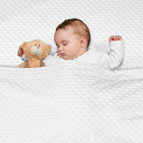 david's kids Minky Baby Blanket for Boys Girls, Soft Lightweight Micro Fleece, Double Layer, 30x40 Inches, White