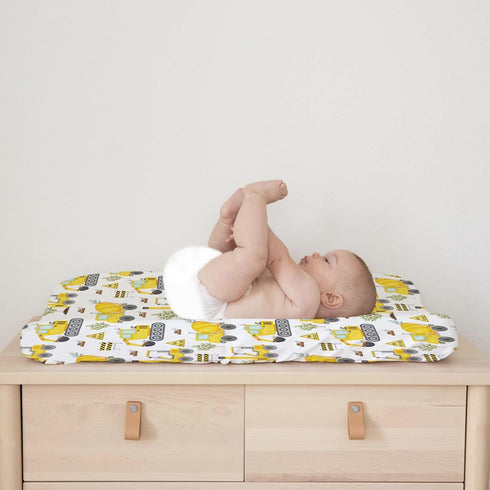 Construction Truck Excavator Tractor Trees Changing Pad Cover, Cute Fitted Baby Change Table Sheets for Boys Girls,