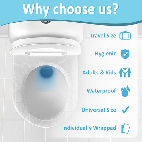 RAINFLOW Packing Adults,60 Pack Disposable Toilet Seat Cover - Plastic Toilet Seat Covers Waterproof Non-Slip