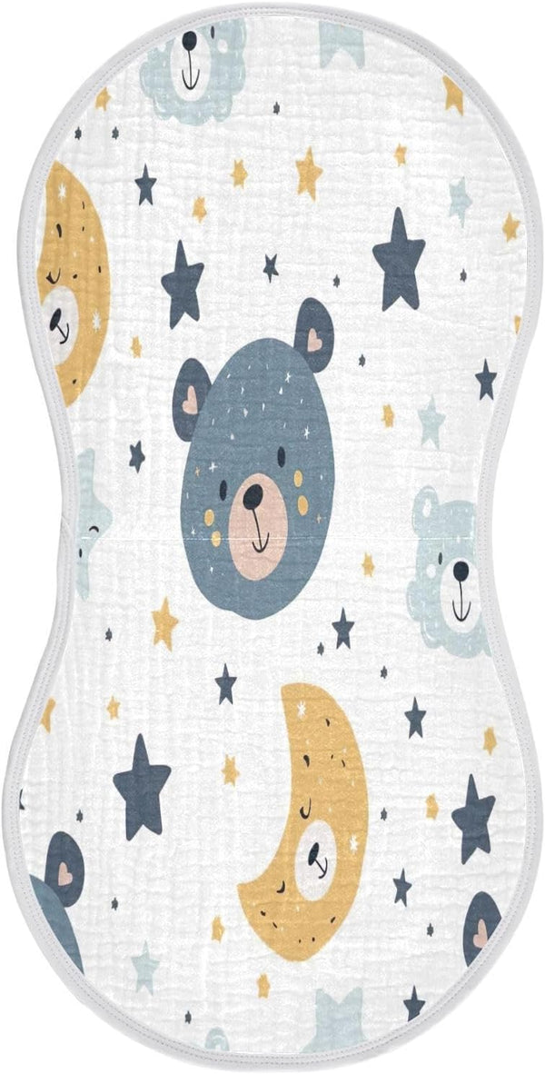 YETTASBIN Bear Muslin Baby Burp Cloth, Super Soft Absorbent Cotton Burp Rag Baby