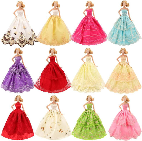 BARWA 5 Pcs Handmade Doll Clothes Wedding Gowns Party Dresses for 11.5 Inch Dolls