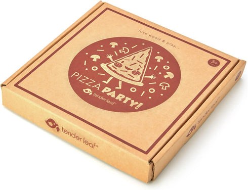 6 Set 12 3+ Tender Leaf Toys - Pizza Party - Slices of Realistic Pizza Toy with Different Toppings, Kraft Card Take-Out