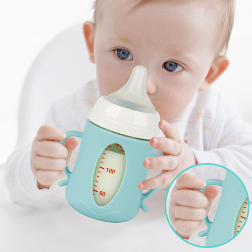 5.4oz,Anti 2 Pack Silicone Sleeves for Pigeon Baby Bottles Breakage Glass Baby Bottle Holder with Handles