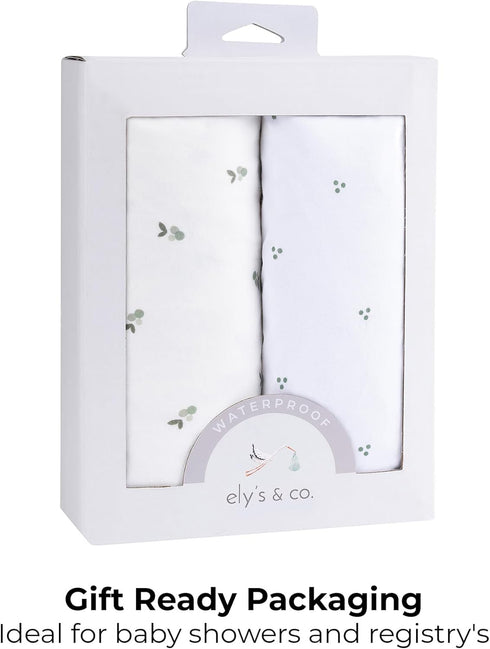 100% 2 Pack Set, 28 52 Ely's & Co. Patent Pending Waterproof Crib Sheets, Cotton with Waterproof Lining - Built in Crib