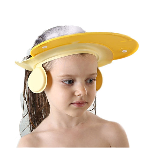 Shower Cap for Kids, Baby Shampoo Rinser Shield Hat, Adjustable Toddler Protection (Yellow)