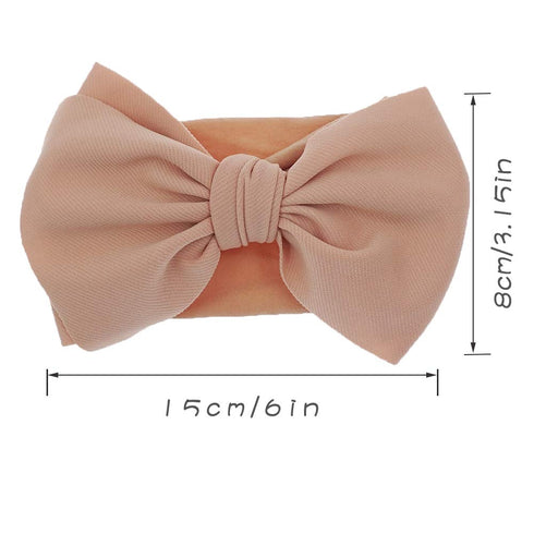 KIDOCHEESE Baby Girl Nylon Hairband with Bows, 5 Count (Pack of 1), Handmade for Infant, Extra Stretchy