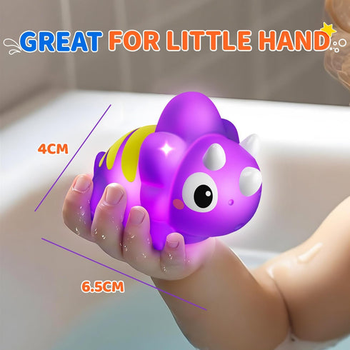 1-3, 2-4, 1 2 6 Packs Light Up Bath Toys for Kids Ages Dinosaurs Water-Activated Toys, Bathtub Toys for Toddlers Pool