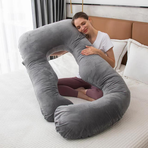 55"x 31" MOON PINE Pregnancy Pillow Cover, U Shaped Body PillowCover Only, Breathable Velour Replacement Pillow Case