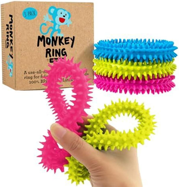 Impresa Monkey Noodle 3-Pack Spiky Sensory Rings, Fidget Bracelets & Tactile Fidget Toys for Kids & Adults