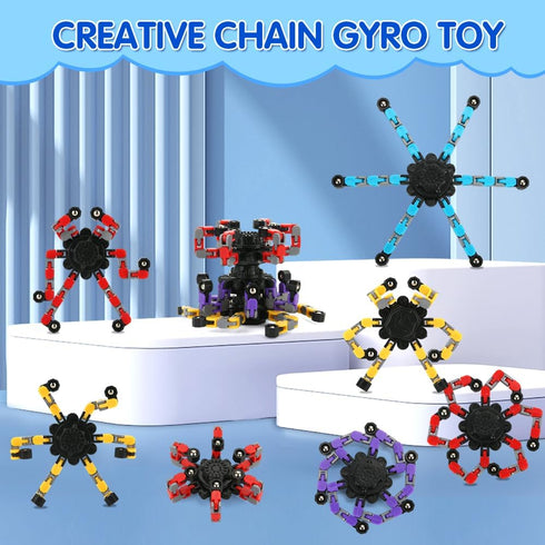 16 Pack Fidget Spinners Deformable Stress Relief Sensory Toy Robot Spinner DIY Mechanical Spiral Twister Creative Chain