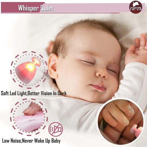 Trimmer 20-in-1 Baby Nail Electric Nail File Safe Baby Nail Clippers Kit, LED Light, Adjustable Speed, Whisper Quiet