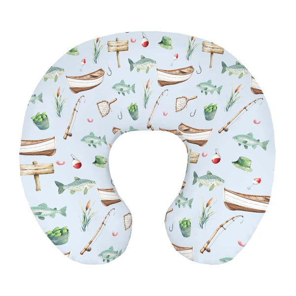 Wicbfdfv Cute Fishing Gears Fishes Blue Nursing Pillow Cover Stretchy and Soft for