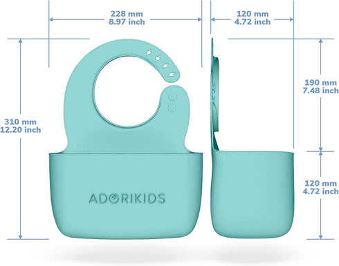 ADORIKIDS RideBib Silicone Vomit Bib with Extra-Deep Pocket for Motion Sickness Relief During Travel. Patent Pending