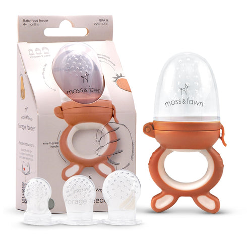 Soothing Silicone Frozen Baby Food Teething Toy, Pacifier Fruit Feeder and Teether - BPA Free, Terracotta Forage Feeder