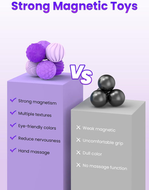 6PCS Silicone Magnetic Fidget Balls for Adults - Stress Relief Sensory Toys for Anxiety & ADHD, Quiet Office Desk Toys