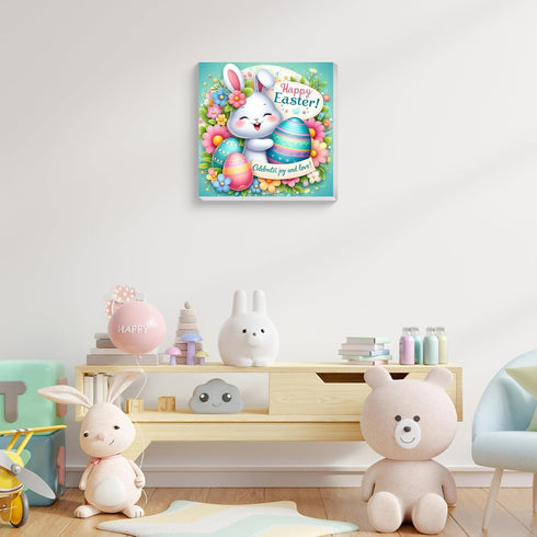 Aestalrcus 8-12, 8 8 Inch Easter Paint by Numbers Kit for Kids with Frame, Easter Bunny Paint by Numbers for Kids Ages