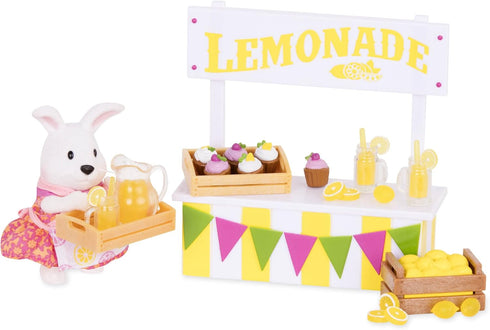 Playset 25 Set 3+ Li'l Woodzeez Lemonade Stand with Rabbit Figurine, Pieces Toy Includes Play Food & Miniature