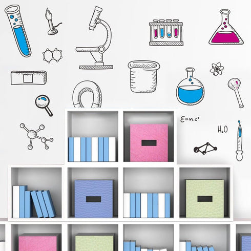 BIBITIME Science Laboratory Wall Decals - Vinyl Chemical Element Tool Stickers for Classroom Decor