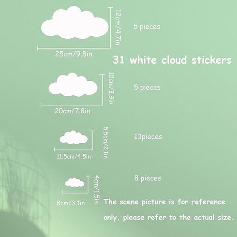Big Clouds Wall Decals, Removable DIY Large Vinyl Sticker for Living Room Nursery Kids Bedroom Decor Home Art